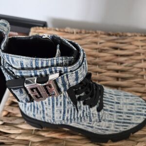 Givenchy Blue and Black Patterned Combat Boots